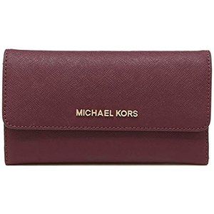 Michael Kors Jet Set Travel Large Trifold Wallet Merlot Leather 35S8GTVF7L NWT